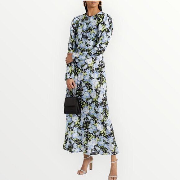 Les Reveries Pleated Floral-Print Silk Crepe de Chine Maxi Dress - Picture 1 of 9